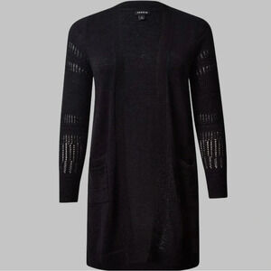 Torrid Black Duster Open Front Stitch Detail Sweater